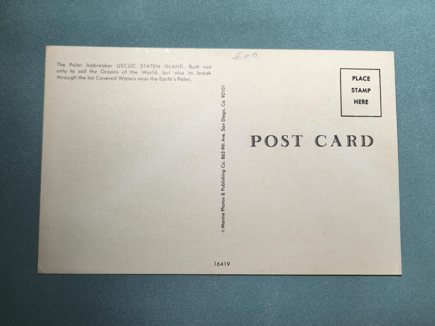 盛世勋华——号角文化勋章邮票专场拍卖第294期 美国冷战时期军舰专题明信片 海岸警卫队斯塔滕岛号破冰船