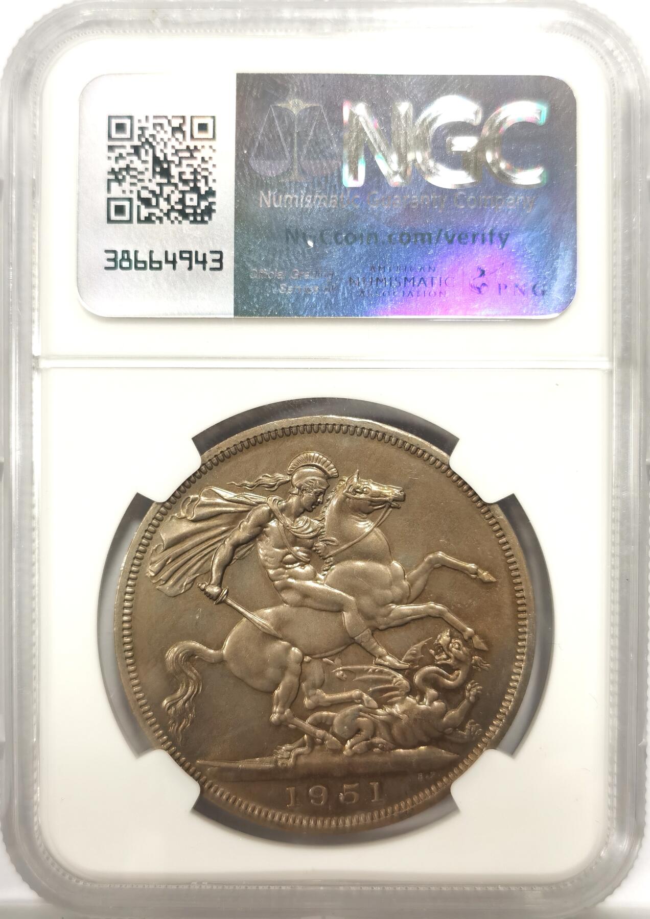 博洋堂世界钱币拍卖第153期（全场包邮） NGC PL64 英国1951年乔治六世克朗镍币原盒