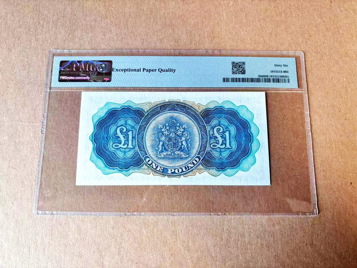 【Blue Auction】世界纸币精拍第765期——18级TOP拍卖/信誉/品质/专业/高效💫 百慕大 1966年1镑 BWC出品 大冠女王 满版水印 PMG66EPQ 