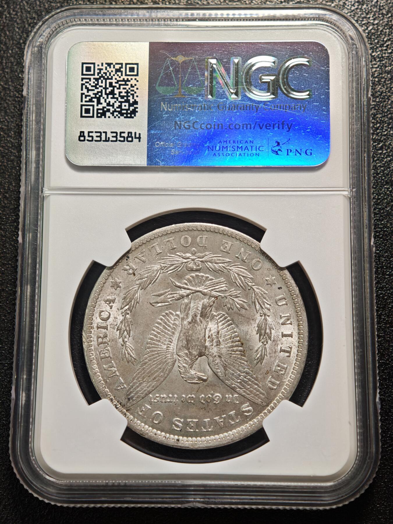 【德藏】世界币章拍卖第158期（拍品征集中~欢迎藏友联系） 1884年 美国摩根银币 NGC MS63 原光十足 转光极强