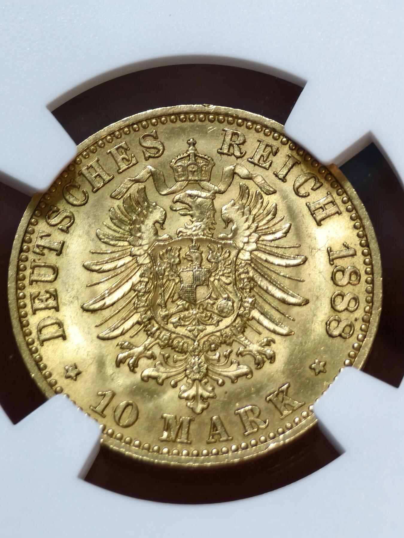 NGC-MS64德国1888年腓特烈三世三皇10马克金币