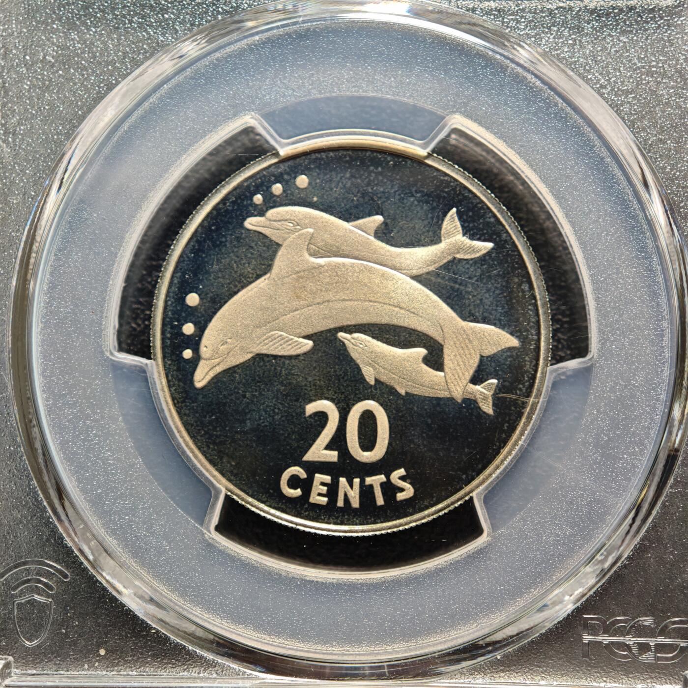 【德藏】世界币章拍卖第158期（拍品征集中~欢迎藏友联系） 1979年 基里巴斯海豚20分精制纪念镍币 这枚是基里巴斯脱离英国殖民统治后发行的首批流通纪念币之一 PCGS PR68DCAM