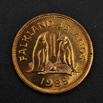 【淘币小摊】实时拍第八百三十三拍   散币场   满百包邮可预留二周 每周一统一发货   - 福克兰群岛1985年企鹅1便士铜币
