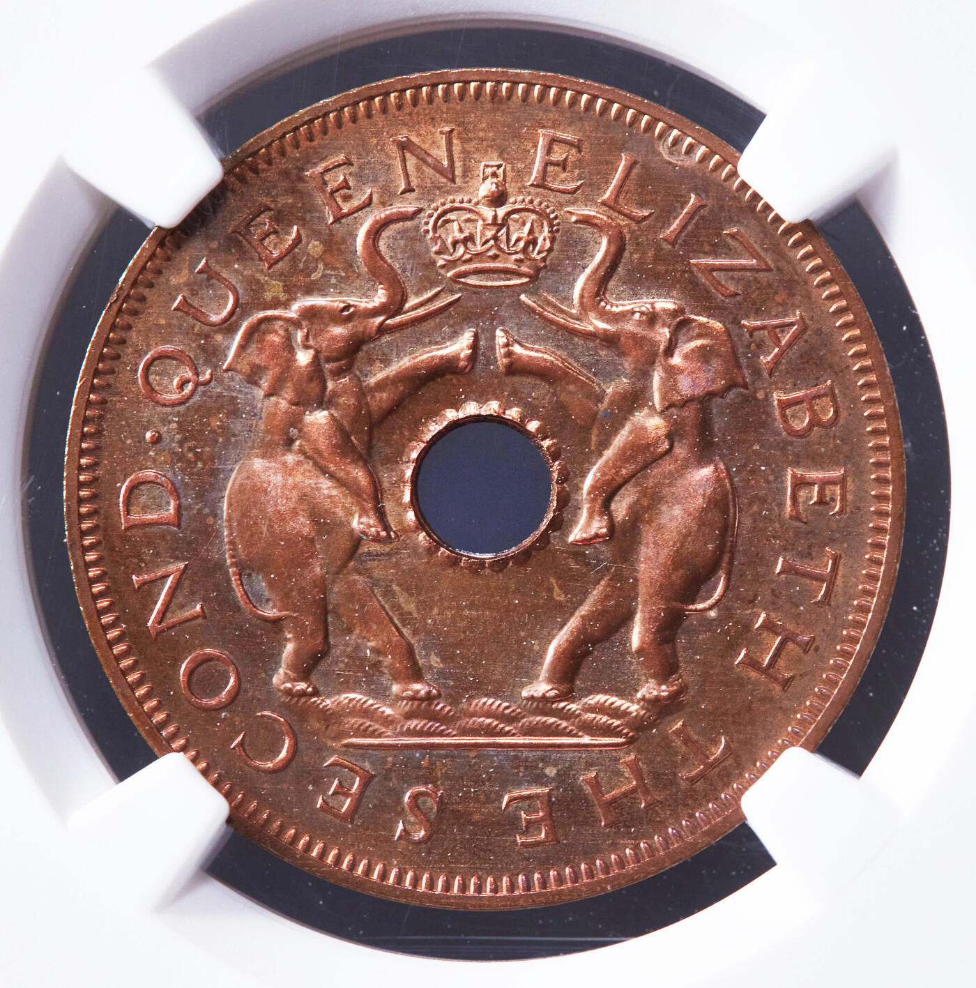 【俄甄集藏】2026年(046)01-07 星期三 晚 19:30 全场包邮 英属罗德西亚-尼亚萨兰1955年1/2便士-半克朗精制铜币、银币7枚大全套，NGC PF63-65，稀有品种，发行量只有2000套