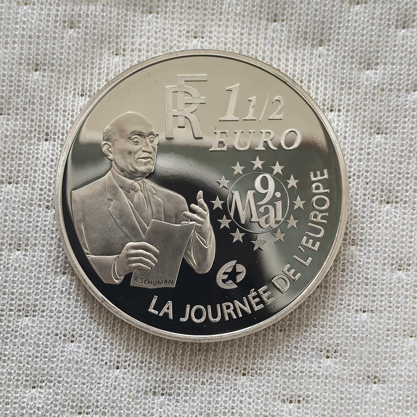 道一币馆币章第一百六十场 欧洲之星 法国2006年5月9日欧洲日1.5欧元精制纪念银币 22.2g 900S 40000