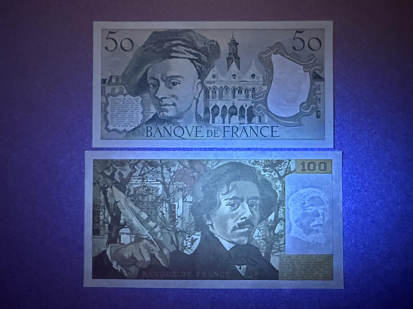 《艾美收藏》第225期-12.15周日外币精选场 法国50、100法郎2张 UNC 1986年 全程无4