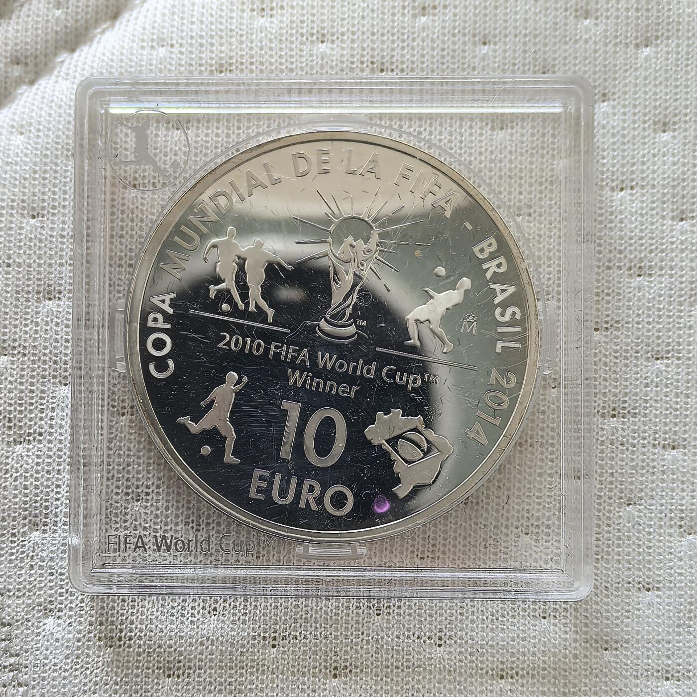 道一币馆币章第一百六十场 西班牙2013年巴西世界杯10欧元精制银币  27g 925S 10000