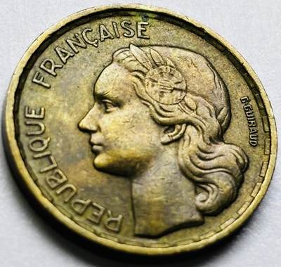 文馨钱币收藏第 286 场，圣诞节专场【 长期接收代拍品低至 0 佣金】 - 铜光美品 1953 年法兰西第四共和国 第五版本 10 法郎铜币