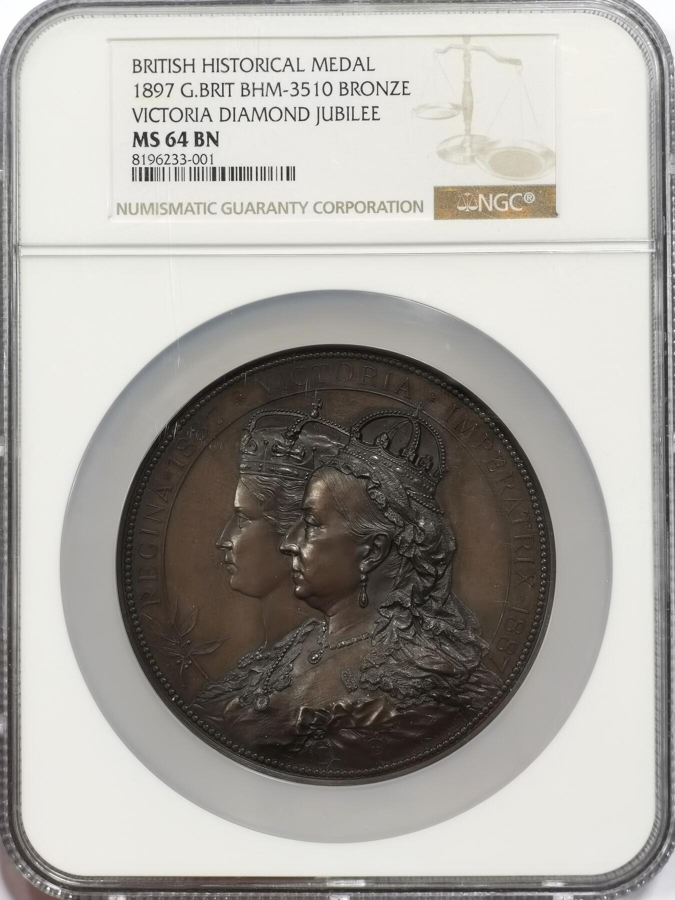博洋堂世界钱币拍卖第153期（全场包邮） NGC MS64 沙夫作品，1887年维多利亚金禧年纪念铜章，金融城热门品种