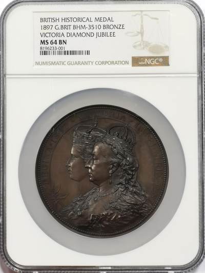 博洋堂世界钱币拍卖第153期（全场包邮） - NGC MS64 沙夫作品，1887年维多利亚金禧年纪念铜章，金融城热门品种