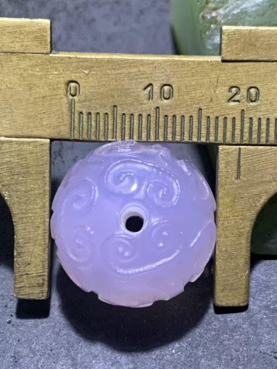 稀有紫罗兰高冰荧光润料玛瑙2.0通货回纹珠一颗，