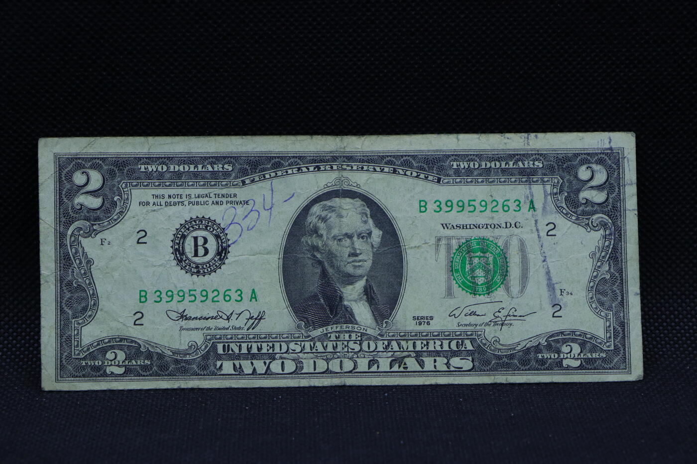 【淘币小摊】限时拍第八百三十四拍  纸币场  满百包邮可预留两周  周一统一发货   美国1976年2元纸币【有折】