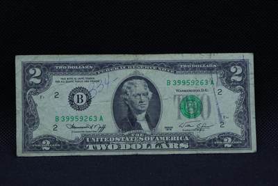 【淘币小摊】限时拍第八百三十四拍  纸币场  满百包邮可预留两周  周一统一发货  -  美国1976年2元纸币【有折】