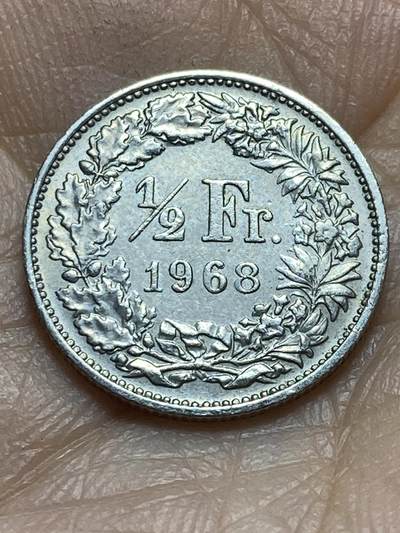 2025年第一百三十八场(总第一百六十四场）外国好品散币场(免佣金) - 瑞士🇨🇭1968年1/2法郎(第三版首发年，无标版)