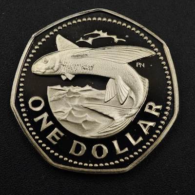 【淘币小摊】实时拍第八百三十三拍   散币场   满百包邮可预留二周 每周一统一发货   - 巴巴多斯1973年飞鱼1元精制镍币