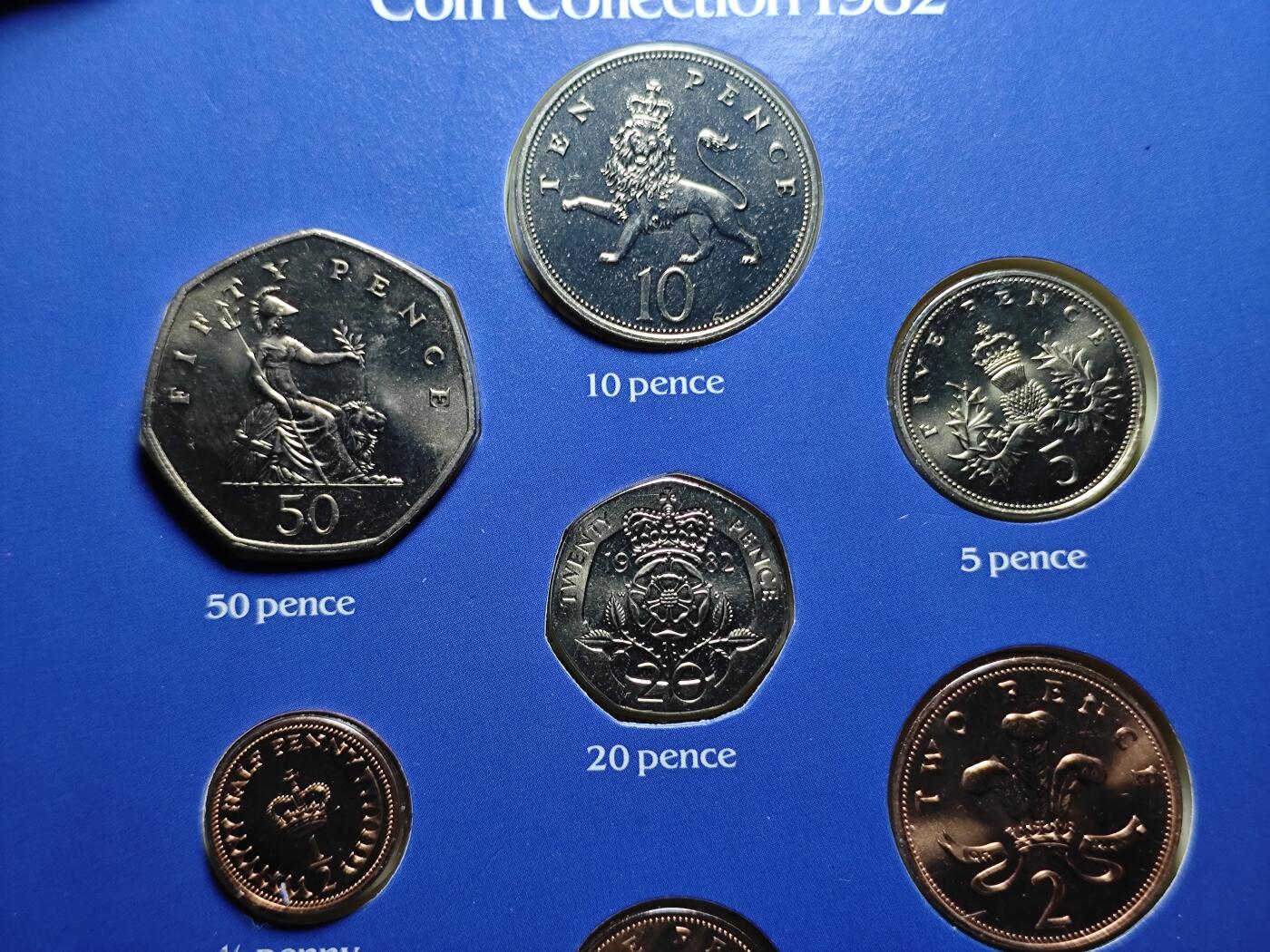 KK钱币收藏小铺 《套币 好品/批量散币专场》  2月预留时间 周末发货  1982英国大小面值清年一套