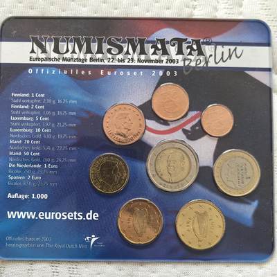 道一币馆币章第一百六十场 - 2003年柏林币展欧元硬币混合套装八枚