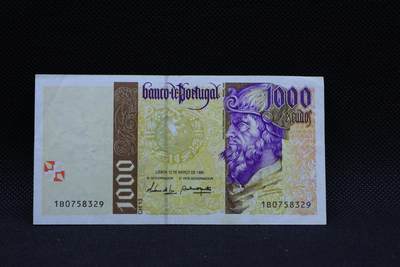 【淘币小摊】限时拍第八百三十四拍  纸币场  满百包邮可预留两周  周一统一发货  -  葡萄牙1998年1000埃斯库多纸币【有折】