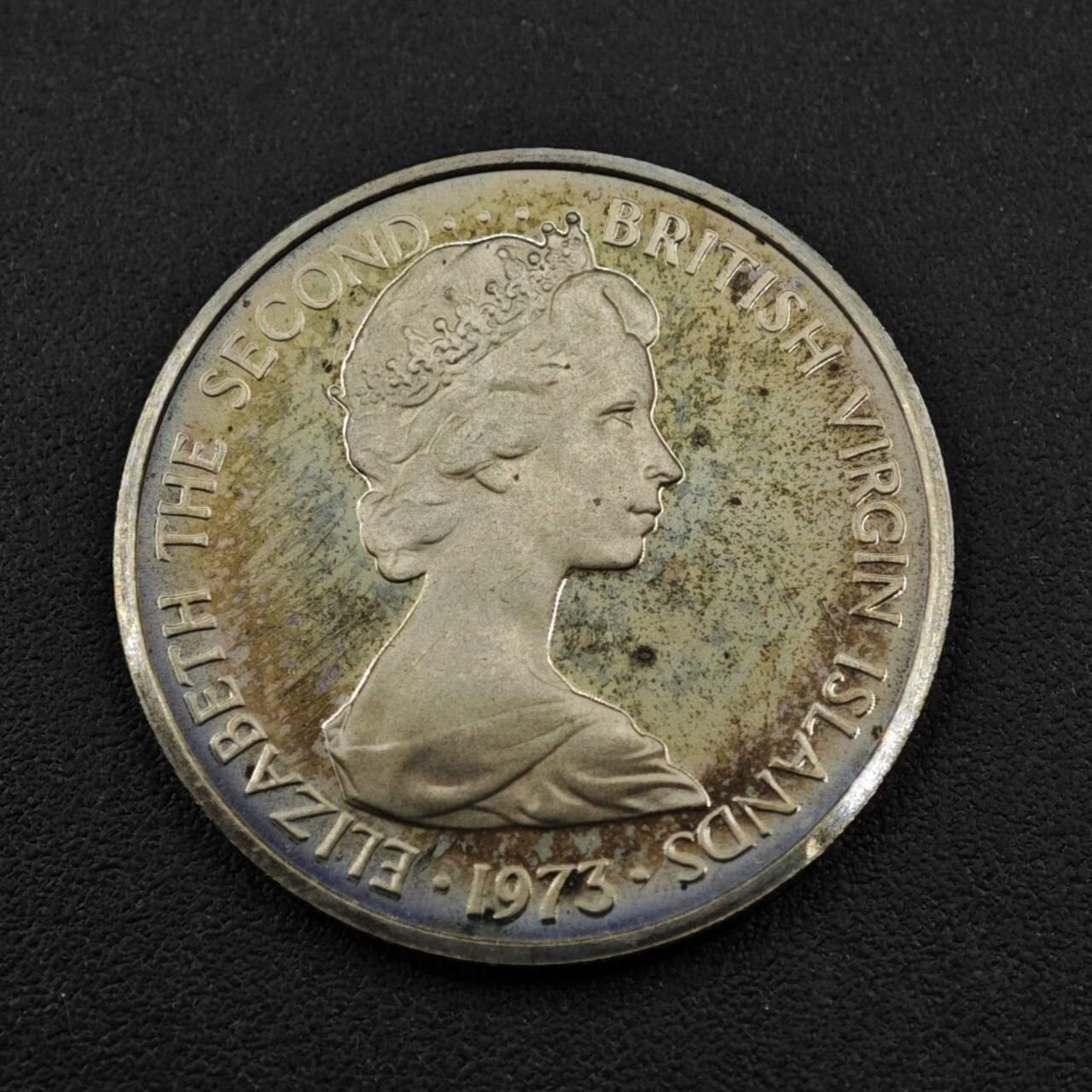 【淘币小摊】实时拍第八百三十三拍   散币场   满百包邮可预留二周 每周一统一发货   英属维尔京1973年鸣哀鸽5分精制镍币