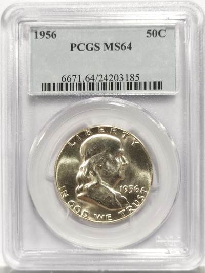 博洋堂世界钱币拍卖第154期（全场包邮） - PCGS MS64 美国1956年富兰克林半美元银币