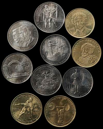 修遠堂世界钱币第九十八期 - 希腊现代纪念币一组 未流通