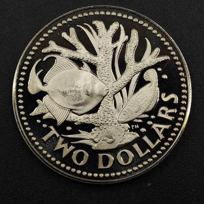 【淘币小摊】实时拍第八百三十三拍   散币场   满百包邮可预留二周 每周一统一发货   - 巴巴多斯1973年珊瑚鱼2元精制镍币