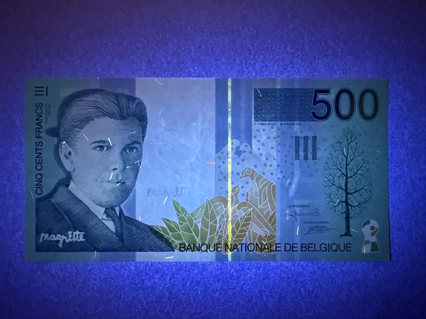 《艾美收藏》第225期-12.15周日外币精选场 比利时500法郎 UNC 末版 比利时画家马格里特