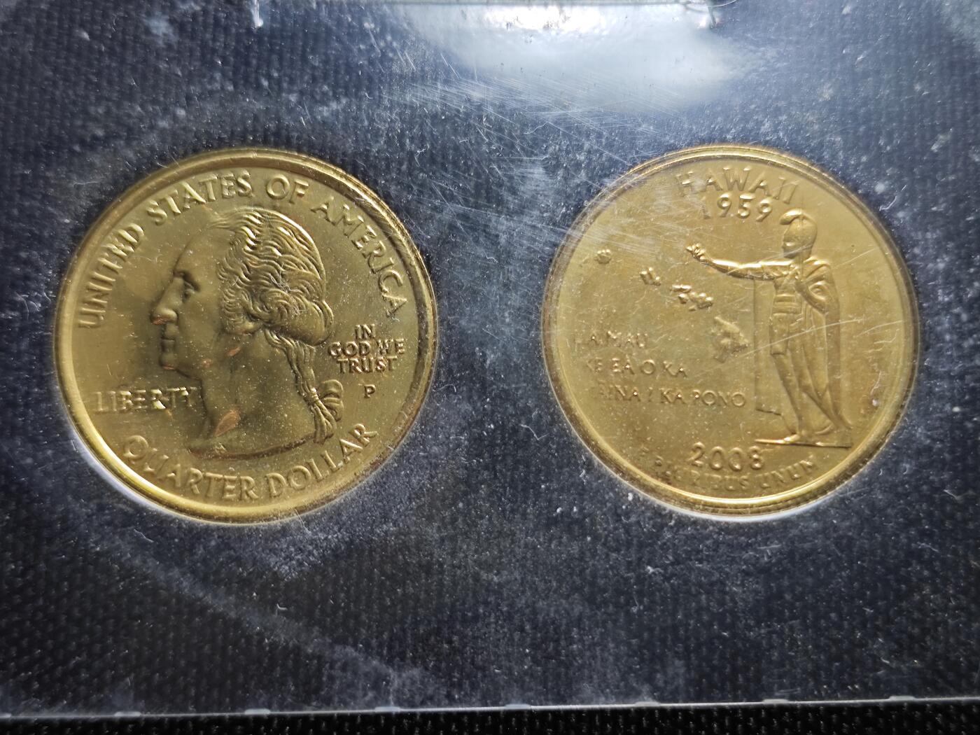 KK钱币收藏小铺 《套币 好品/批量散币专场》  2月预留时间 周末发货  美国25分纪念币 镀金