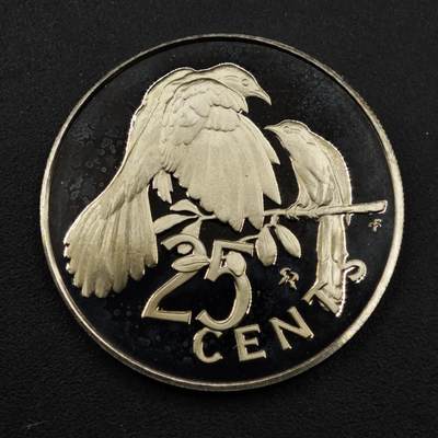 【淘币小摊】实时拍第八百三十三拍   散币场   满百包邮可预留二周 每周一统一发货   - 英属维尔京1973年红树林杜鹃25分精制镍币