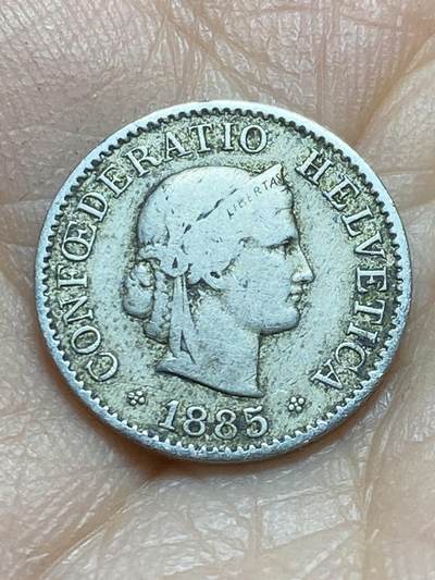 2025年第一百三十八场(总第一百六十四场）外国好品散币场(免佣金) - 稀少早期年份–瑞士🇨🇭1885年5拉彭(第二版，B标伯尔尼造)