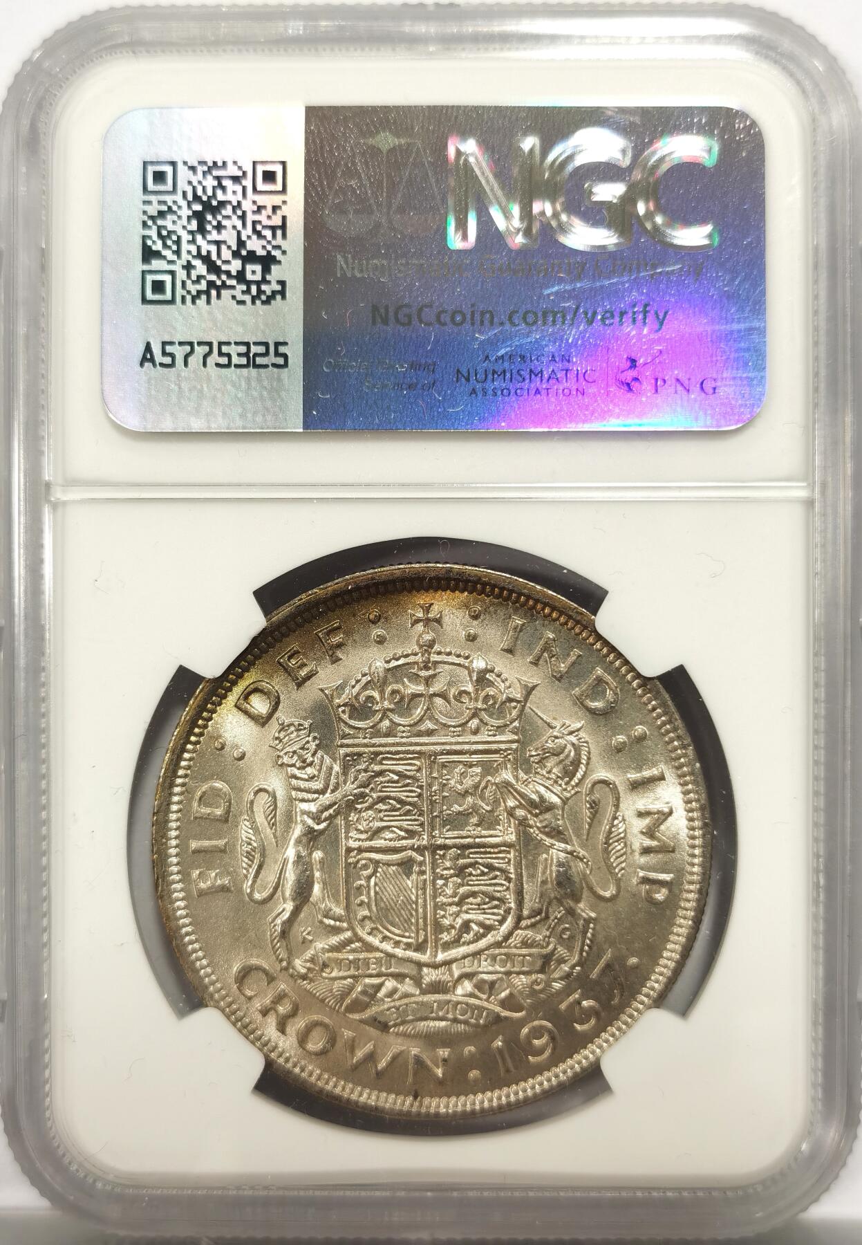 博洋堂世界钱币拍卖第153期（全场包邮） NGC MS61 英国1937年乔治六世1克朗银币