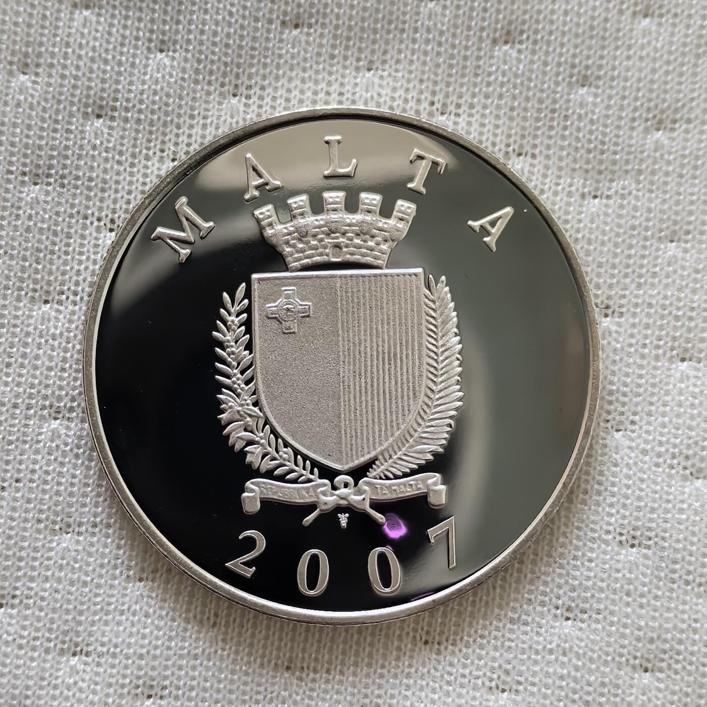 道一币馆币章第一百六十场 欧洲之星 马耳他2007年圣约翰骑士团第六位大团长瓦莱塔诞辰450周年5里拉精制银币 28.28g 925S 25000