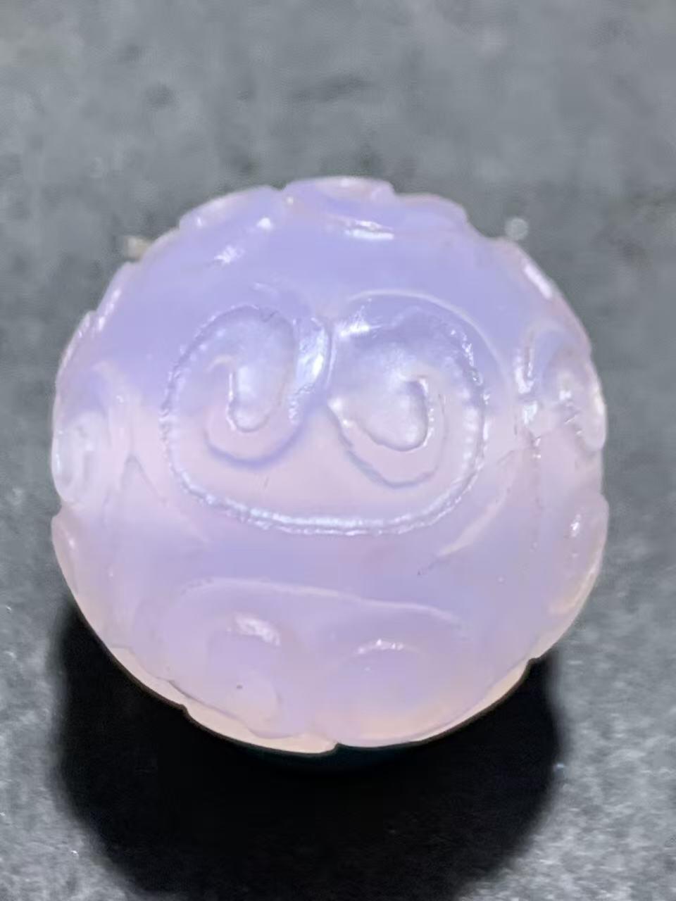 稀有紫罗兰高冰荧光润料玛瑙2.0通货回纹珠一颗，