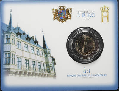 修遠堂世界钱币第九十八期 -  2017年卢森堡 -威廉三世逝世 125 周年2 欧元双金属纪念币+++1975 年 10 月 30 日西班牙 “佛朗哥退位、胡安・卡洛斯继位” 主题纪念封