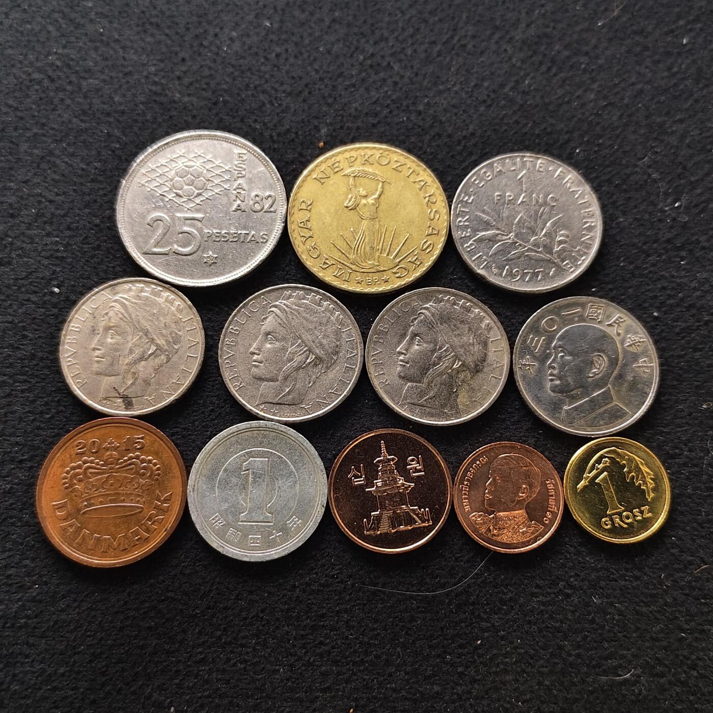 【全场包邮】纯粹捡漏拍488场（免费代拍第25场） 世界各国各年份散币12枚一组-西班牙+法国+意大利+丹麦等