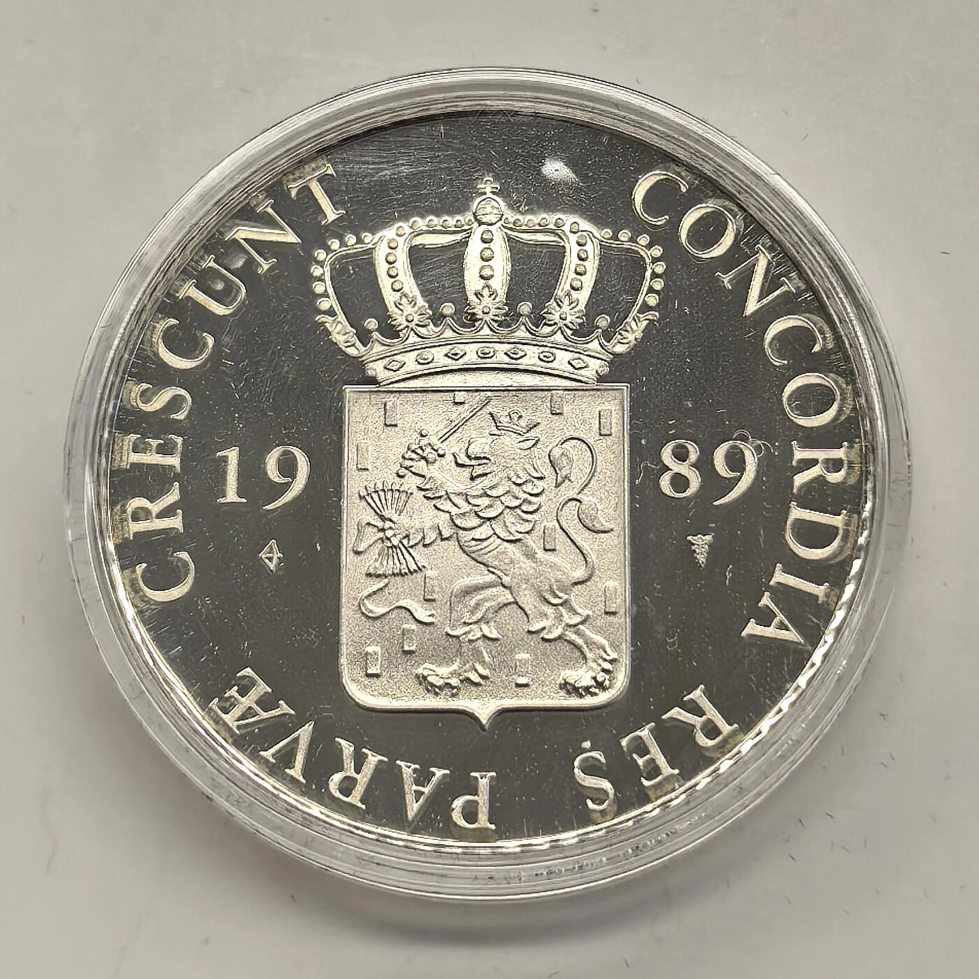 博洋堂世界钱币拍卖第153期（全场包邮） 荷兰1989年银杜卡特银币 乌得勒支（1816年复刻） 28.25克835银 发行量：约3万5千 盒证全