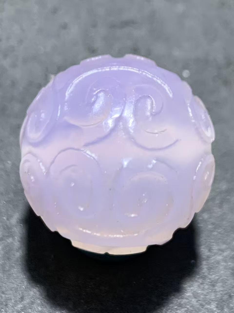 稀有紫罗兰高冰荧光润料玛瑙2.0通货回纹珠一颗，