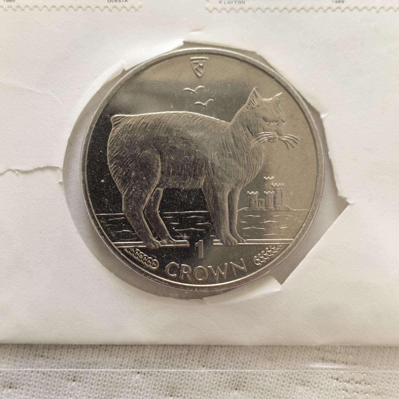 道一币馆币章第一百六十场 马恩岛1989年马恩岛猫邮币封含1988年马恩岛猫纪念币