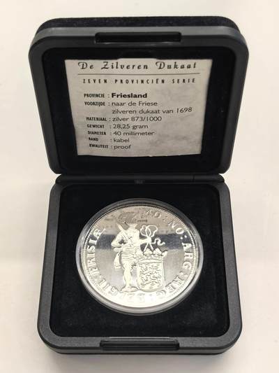 博洋堂世界钱币拍卖第153期（全场包邮） - 荷兰1998年银杜卡特精制银币 七省系列-弗里斯兰省 28.25克873银 发行量：约1万1千 盒证全