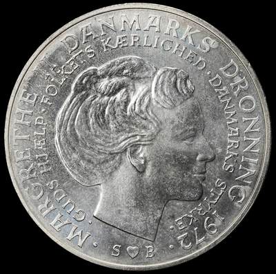 修遠堂世界钱币第九十八期 - 1972年丹麦国王更迭纪念10克朗银币 20.40g，含银80%