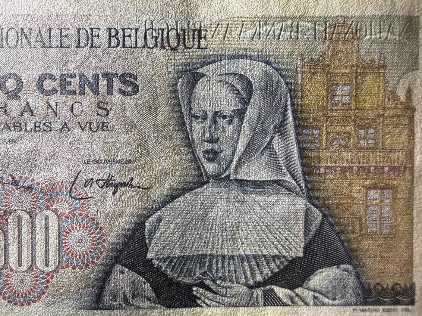 《艾美收藏》第225期-12.15周日外币精选场 比利时500法郎 UNC 1975年 比利时画家奥尔莱 局部荧光 无4