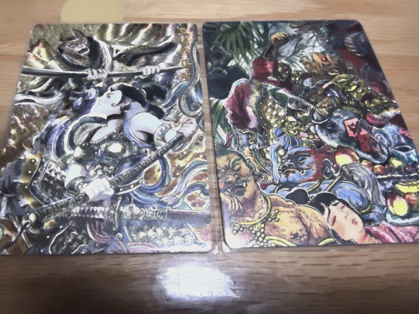 光影卡牌第27期，各家亲签，各家套卡，持续收拍品 墨婉文化多吉绘齐天大圣孙悟空三借芭蕉扇和悟空醉酒2张粗闪裸卡