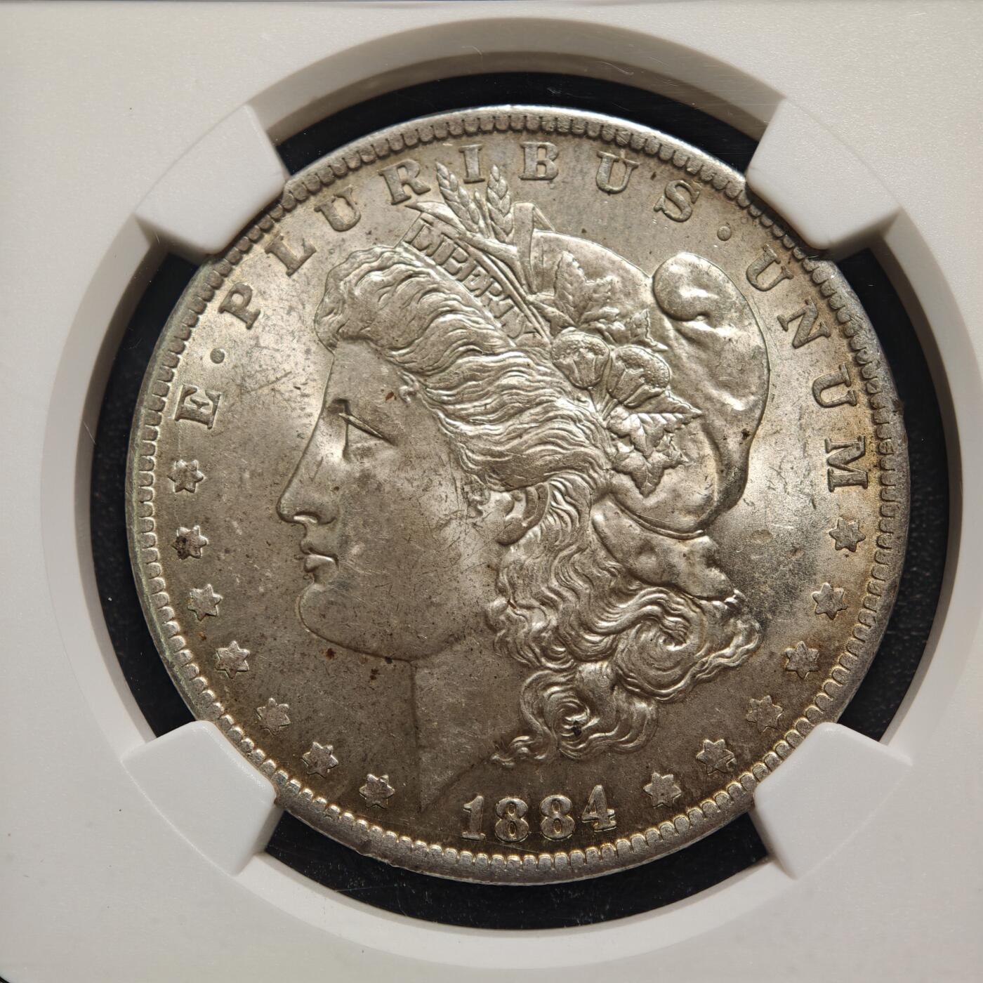 【德藏】世界币章拍卖第158期（拍品征集中~欢迎藏友联系） 1884年 美国摩根银币 NGC MS63 原光十足 转光极强