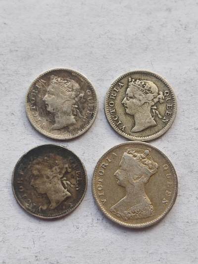 古楚泉社世界钱币专场NO.4 - 香港维多利亚女王五仙和壹毫银币4枚