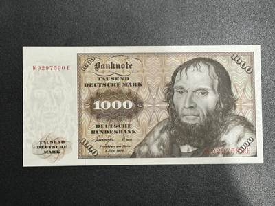 《外钞收藏家》第五百九十五期（优品场）（本平台长期征集拍品、欢迎藏友们联系合作） - 1977年德国1000马克 舍那 全新 但边角有个别轻微不明显潮点