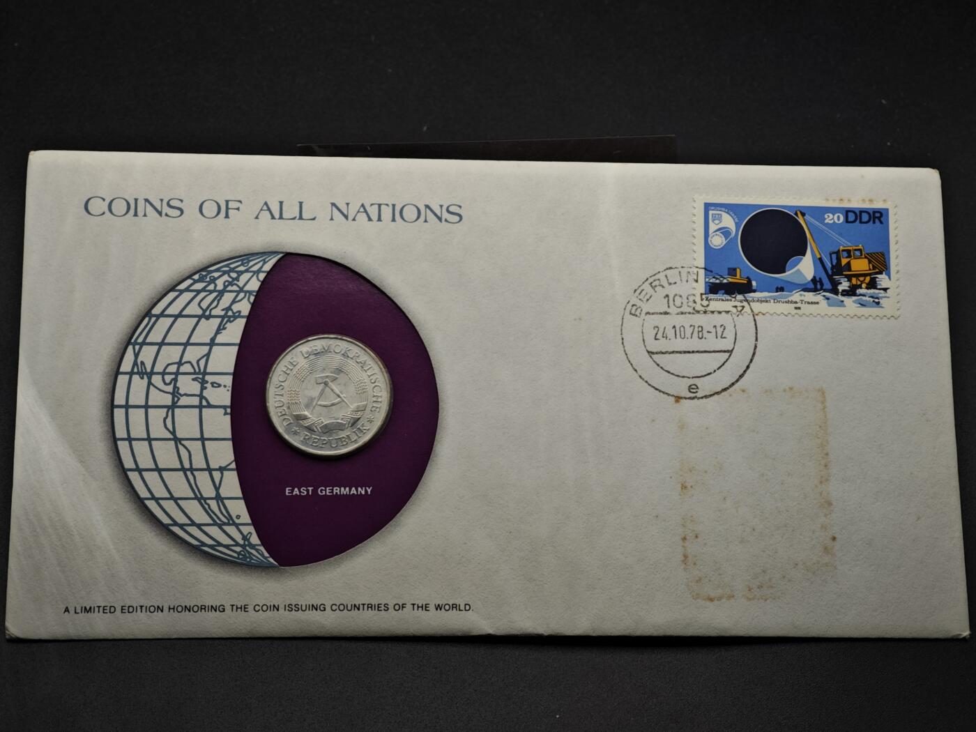 【淘币小摊】实时拍第八百三十三拍   散币场   满百包邮可预留二周 每周一统一发货   东德1978年1马克邮币封