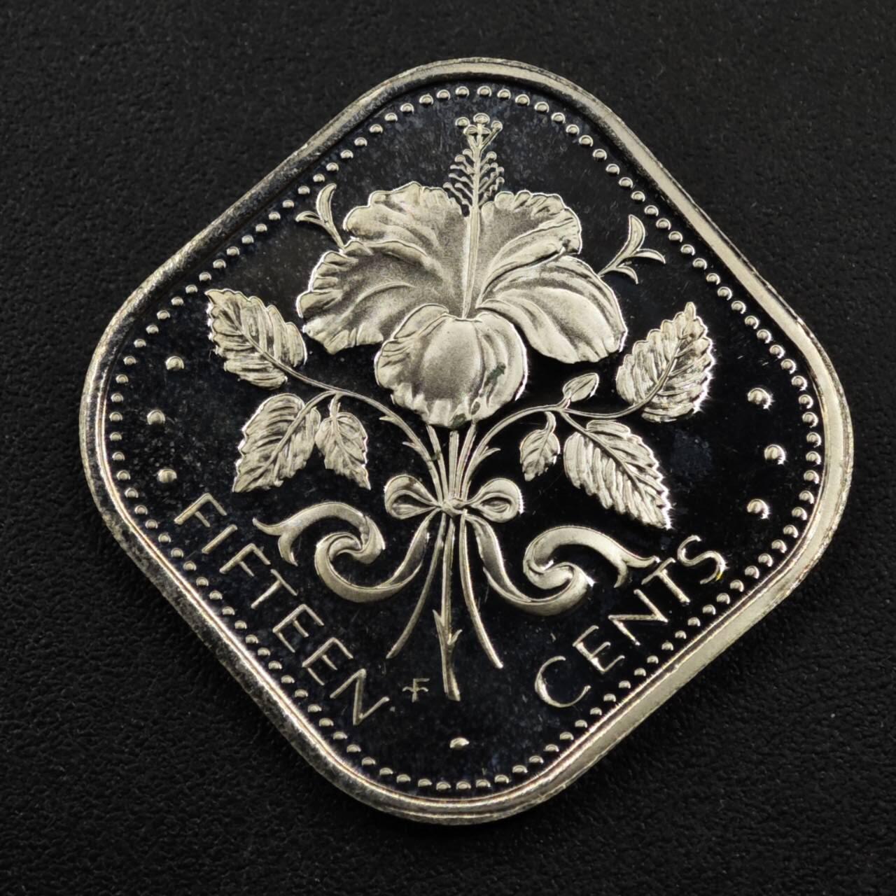 【淘币小摊】实时拍第八百三十三拍   散币场   满百包邮可预留二周 每周一统一发货   巴哈马1974年木槿花15分精制镍币