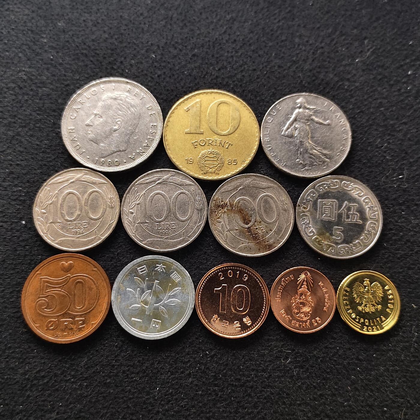 【全场包邮】纯粹捡漏拍488场（免费代拍第25场） 世界各国各年份散币12枚一组-西班牙+法国+意大利+丹麦等