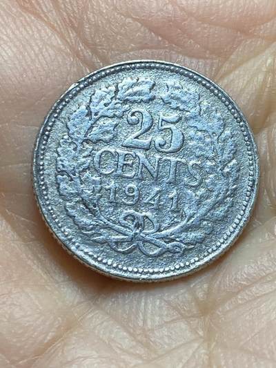 2025年第一百三十八场(总第一百六十四场）外国好品散币场(免佣金) - 荷兰🇳🇱1941年25分银币(威廉明娜女王中年头像，Grapes–葡萄标)