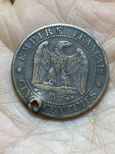 2025年第一百三十八场(总第一百六十四场）外国好品散币场(免佣金) - 穿孔–法兰西第二帝国1862年5生丁(拿破仑三世第二版，A标巴黎造)